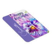 Lila Stiefmütterchen Aquarell Blumen Mädchen Name  Magnet (Rechte Seite)
