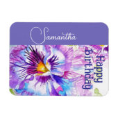 Lila Stiefmütterchen Aquarell Blumen Mädchen Name  Magnet (Horizontal)
