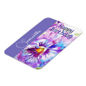 Lila Stiefmütterchen Aquarell Blumen Mädchen Name  Magnet (Linke Seite)