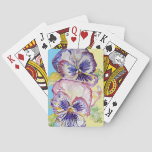 Lila Stiefmütterchen Aquarell Blumen Spielkarten S