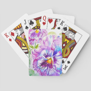 Lila Stiefmütterchen Aquarell Blumen Spielkarten S