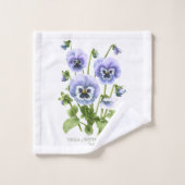 Lila Stiefmütterchen Badhandtuch Set (Waschlappen)