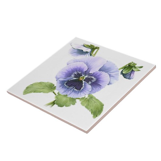 Lila Stiefmütterchen Blume Botanische Kunst Fliese (Seite)