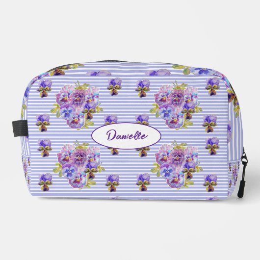 Lila Stiefmütterchen-Blume florale shabby Wasserfa Waschbeutel (Vorderseite)