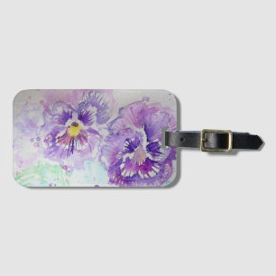 Lila Stiefmütterchen-Blumen-Aquarell-Gepäckanhänge Gepäckanhänger