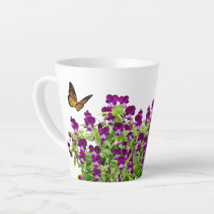 Lila Stiefmütterchen-Blumen-Latte-Mug Milchtasse