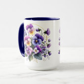 Lila Stiefmütterchen Blumen-Tasse Tasse (Vorderseite Links)
