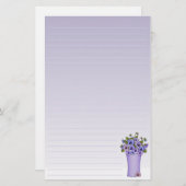 Lila Stiefmütterchen Blumenarrangements in Vase Briefpapier (Vorne/Hinten)