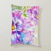 Lila Stiefmütterchen-Blumenmuster Wasserfarbe Blau Dekokissen (Rückseite(Vertikal))