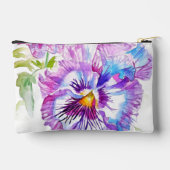 Lila Stiefmütterchen-Blumenmuster Wasserfarbe Mädc Zubehörtasche (Rückseite)