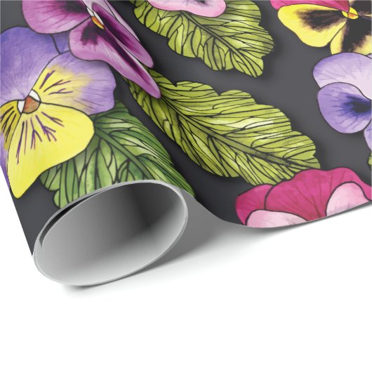 Lila Stiefmütterchen Blumenpapier Geschenkpapier (Rolleneckpunkt)