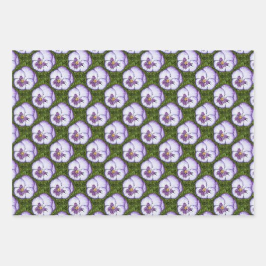 Lila Stiefmütterchen Botanische Blumenpracht Geschenkpapier Set (Vorderseite 3)