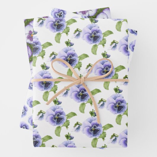 Lila Stiefmütterchen Botanische Blumenpracht Geschenkpapier Set (Beispiel)