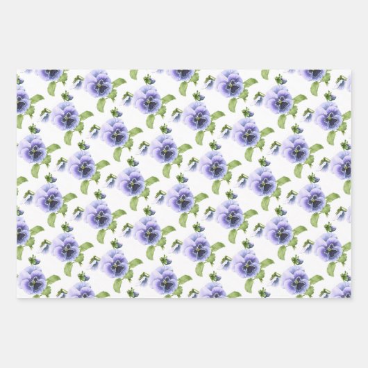 Lila Stiefmütterchen Botanische Blumenpracht Geschenkpapier Set (Vorderseite)