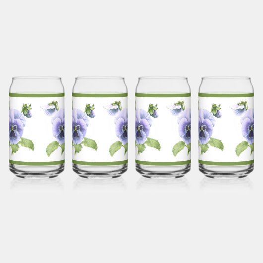 Lila Stiefmütterchen Botanische Kunst Dosenglas (Rechts)