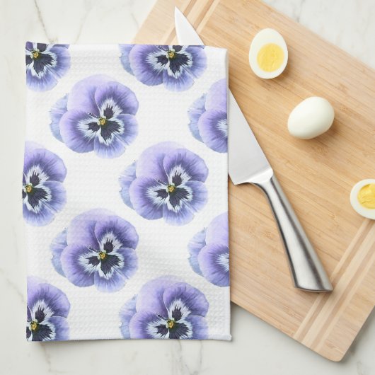 Lila Stiefmütterchen Botanische Kunst Geschirrtuch (Viertel Falte)