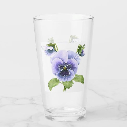 Lila Stiefmütterchen Botanische Kunst Glas (Rückseite)