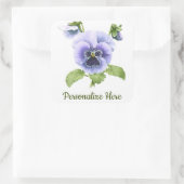 Lila Stiefmütterchen Botanische Kunst Quadratischer Aufkleber (Tasche)