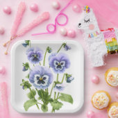 Lila Stiefmütterchen Botanische Kunstpapier Teller (Party)