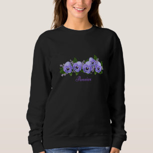 Lila Stiefmütterchen Botanische Pansy Blume Sweatshirt