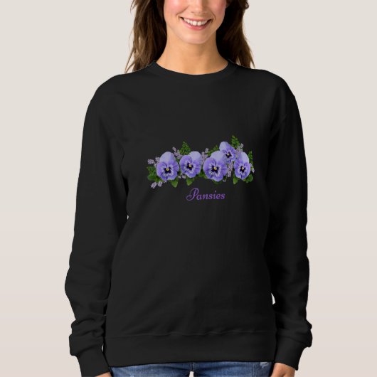 Lila Stiefmütterchen Botanische Pansy Blume Sweatshirt (Vorderseite)