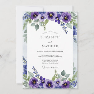 Lila Stiefmütterchen Botanischer Frühlingshochzeit Einladung