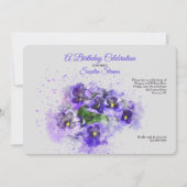 Lila Stiefmütterchen Einladung (Vorderseite)