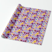 Lila Stiefmütterchen Elegante Aquarell Boho Violet Geschenkpapier (Ungerollt)