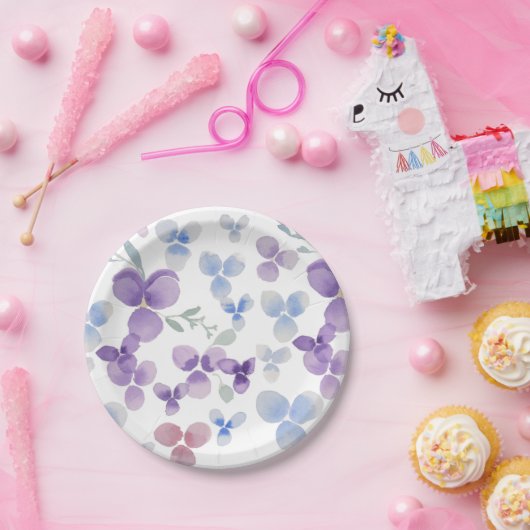 Lila Stiefmütterchen Farbpapierplatte Pappteller (Party)