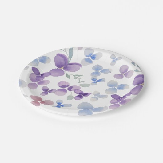 Lila Stiefmütterchen Farbpapierplatte Pappteller (Schrägansicht)