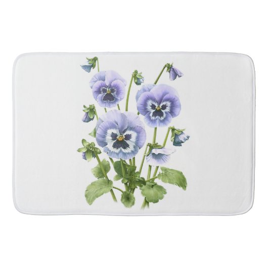 Lila Stiefmütterchen Florales Design Badematte (Vorderseite)