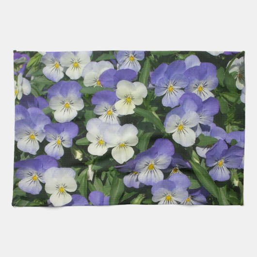 Lila Stiefmütterchen Garten Blumen Geschirrtuch (Horizontal)