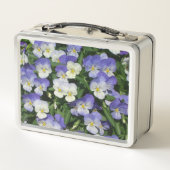 Lila Stiefmütterchen Garten Blumen Metall Brotdose (Rückseite)