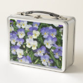 Lila Stiefmütterchen Garten Blumen Metall Brotdose (Vorderseite)
