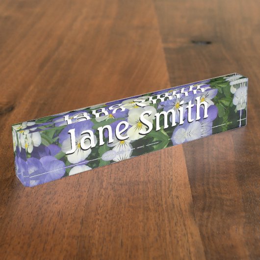 Lila Stiefmütterchen Garten Blumen Namensplakette (Seite)