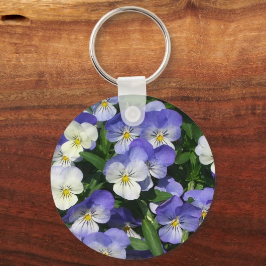 Lila Stiefmütterchen Garten Blumen Schlüsselanhänger (Rückseite)