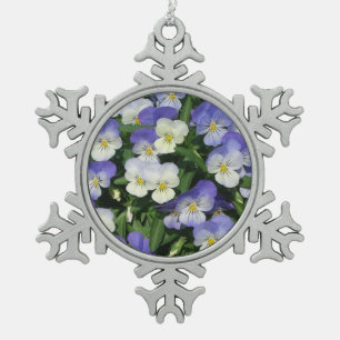 Lila Stiefmütterchen Garten Blumen Schneeflocken Zinn-Ornament