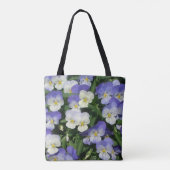 Lila Stiefmütterchen Garten Blumen Tasche (Rückseite)
