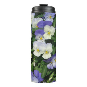 Lila Stiefmütterchen Garten Blumen Thermosbecher