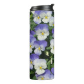Lila Stiefmütterchen Garten Blumen Thermosbecher (Nach links gedreht)