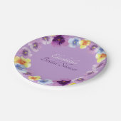 Lila Stiefmütterchen Gartenparty Boho Brautdusche Pappteller (Schrägansicht)
