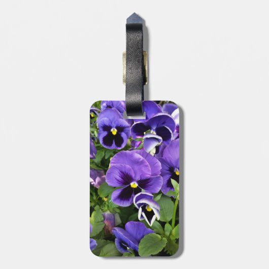 lila Stiefmütterchen Gepäckanhänger (Rückseite vertikal)