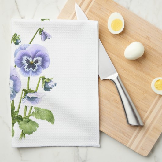 Lila Stiefmütterchen Geschirrtuch (Viertel Falte)