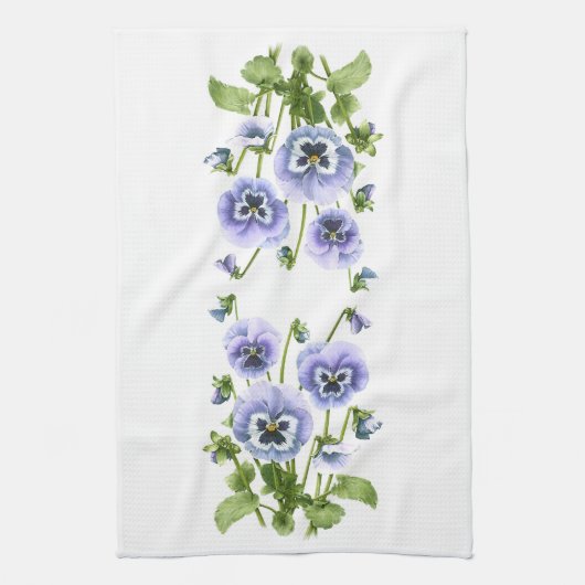 Lila Stiefmütterchen Geschirrtuch (Vertikal)