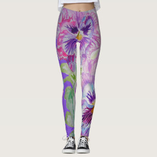 Lila Stiefmütterchen große Stiefmütterchen Legging Leggings