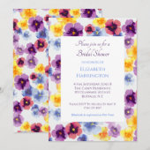 Lila Stiefmütterchen handillustrierte florale Brau Einladung (Vorne/Hinten)