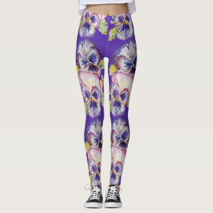 Lila Stiefmütterchen Herrliche Blumen-Blumenkunst Leggings
