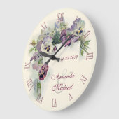 Lila Stiefmütterchen Hochzeitstag Große Wanduhr (Winkel)