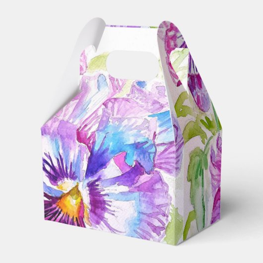 Lila Stiefmütterchen Hochzeitstorte Geschenkbox Bl Geschenkschachtel (Rückseite)