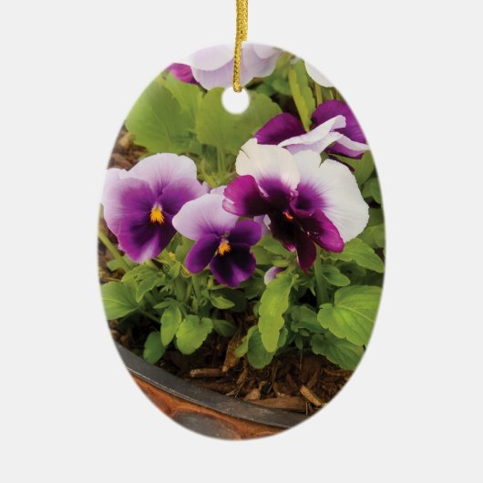 Lila Stiefmütterchen Keramik Ornament (Vorne)